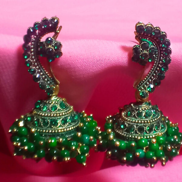 Buy Yaarita's Gold Plated Green Color Beautiful Jhumki Earring