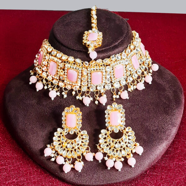 Buy Yaarita's Pink Color Austrian Stone & Beads Choker Necklace Set