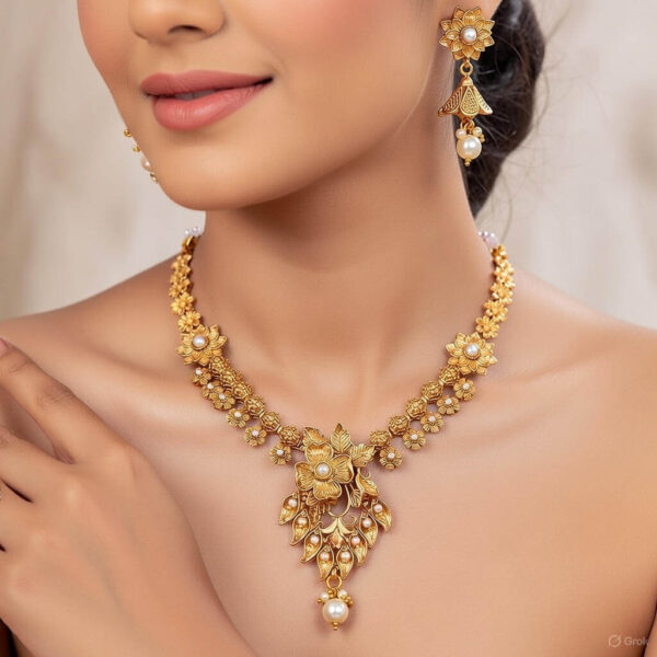 Yaarita’s Beautiful American Diamond White Color Party Wear MangalsutraYaarita’s Gold Plated Red Color Choker Necklace Set