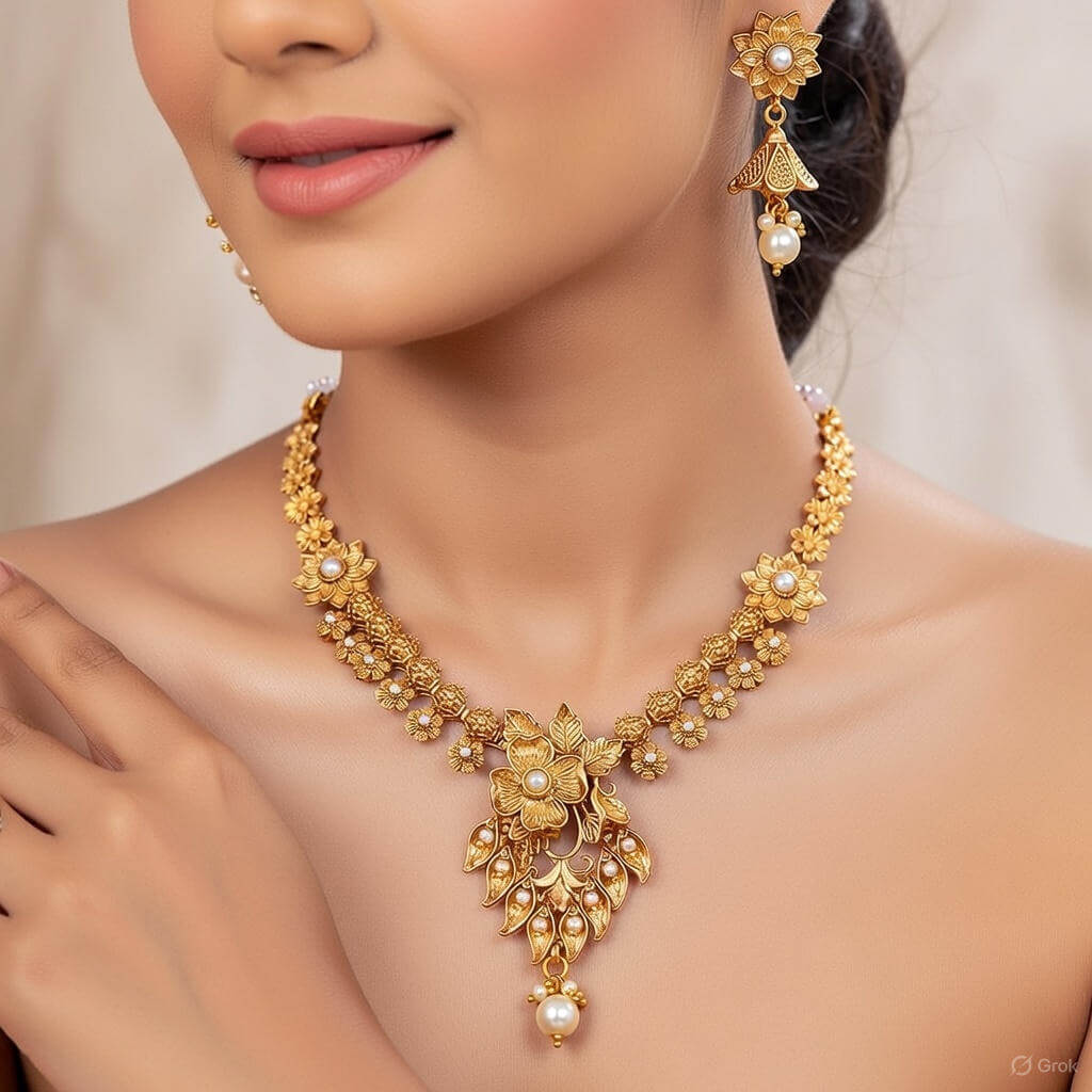 Yaarita’s Beautiful American Diamond White Color Party Wear MangalsutraYaarita’s Gold Plated Red Color Choker Necklace Set