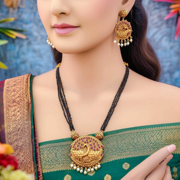 Yaarita’s Beautiful Fancy Style Ruby Black Long Pendant Set