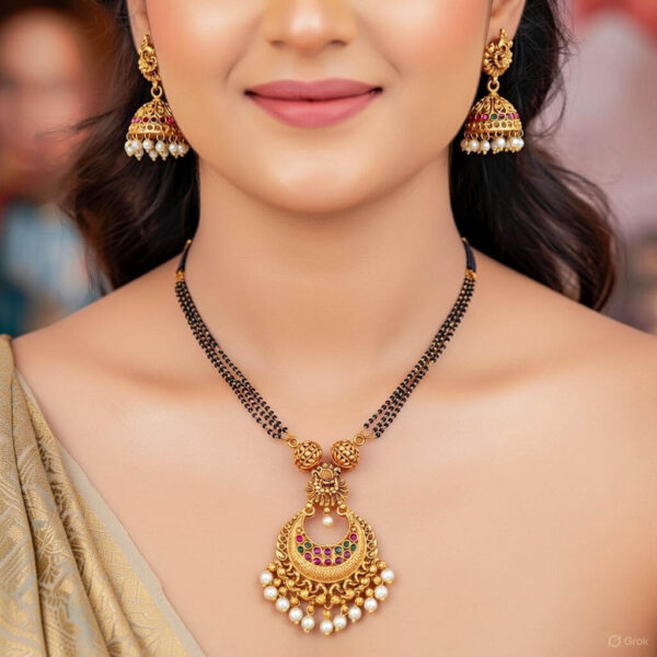 Yaarita’s Beautiful Fancy Style Ruby Black Long Pendant Set