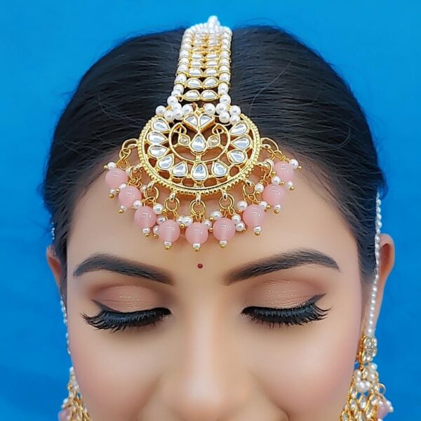 Yaarita's Dark Peach Color Kundan Maang Tika