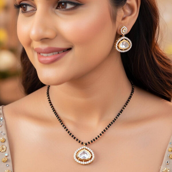 Yaarita’s Fancy Design Beautiful White Color Kundan Mangalsutra