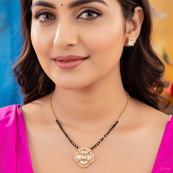 Yaarita’s Fancy Design Beautiful White Color Kundan Mangalsutra