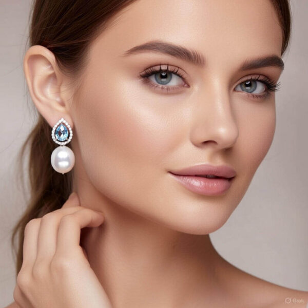 Yaarita's Firozi Color American Diamond Earrings