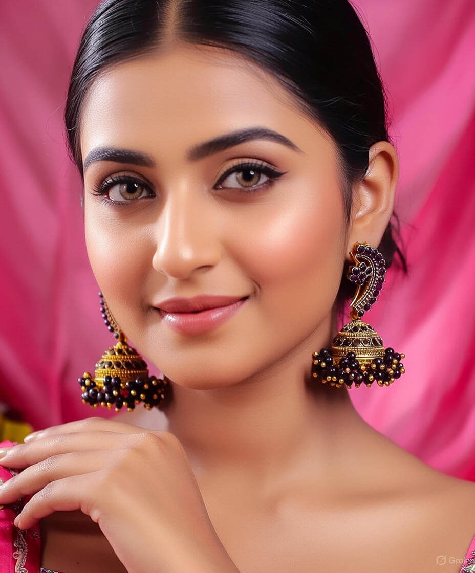 Yaarita's Gold Plated Black Color Beautiful Jhumki Earring