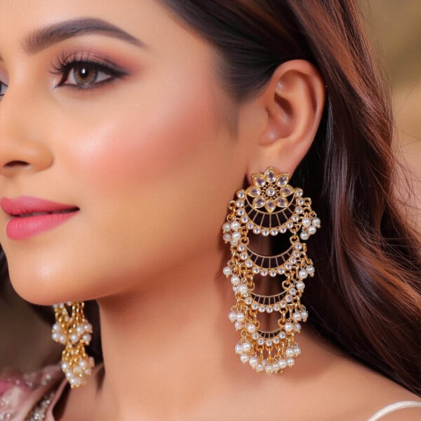 Yaarita's Gold Plated Black Color Meenakari Dangler Earring