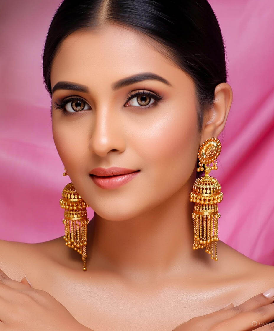 Yaarita's Gold Plated Golden Color Beautiful Jhumki Earring
