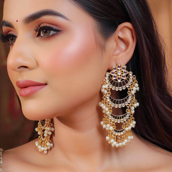 Yaarita's Gold Plated Green Color Meenakari Dangler Earring