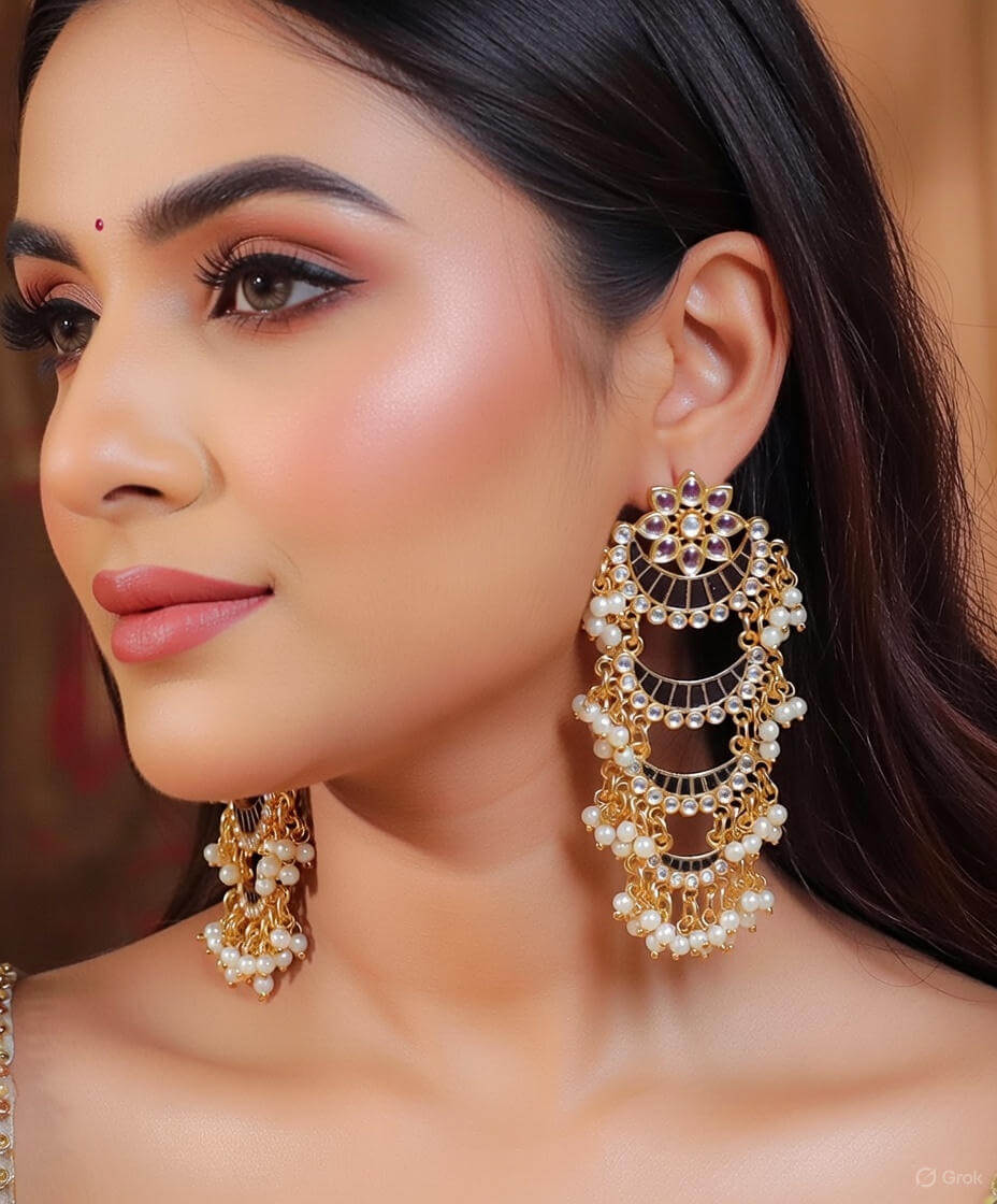 Yaarita's Gold Plated Green Color Meenakari Dangler Earring