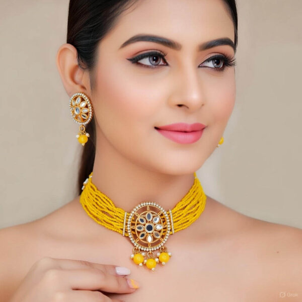Yaarita’s Gold Plated Yellow Color Choker Necklace Set