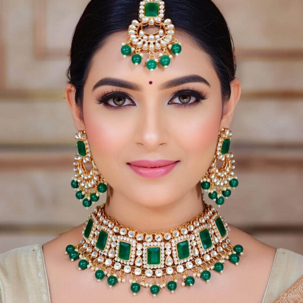 Yaarita’s Green Color Austrian Stone & Beads Choker Necklace Set