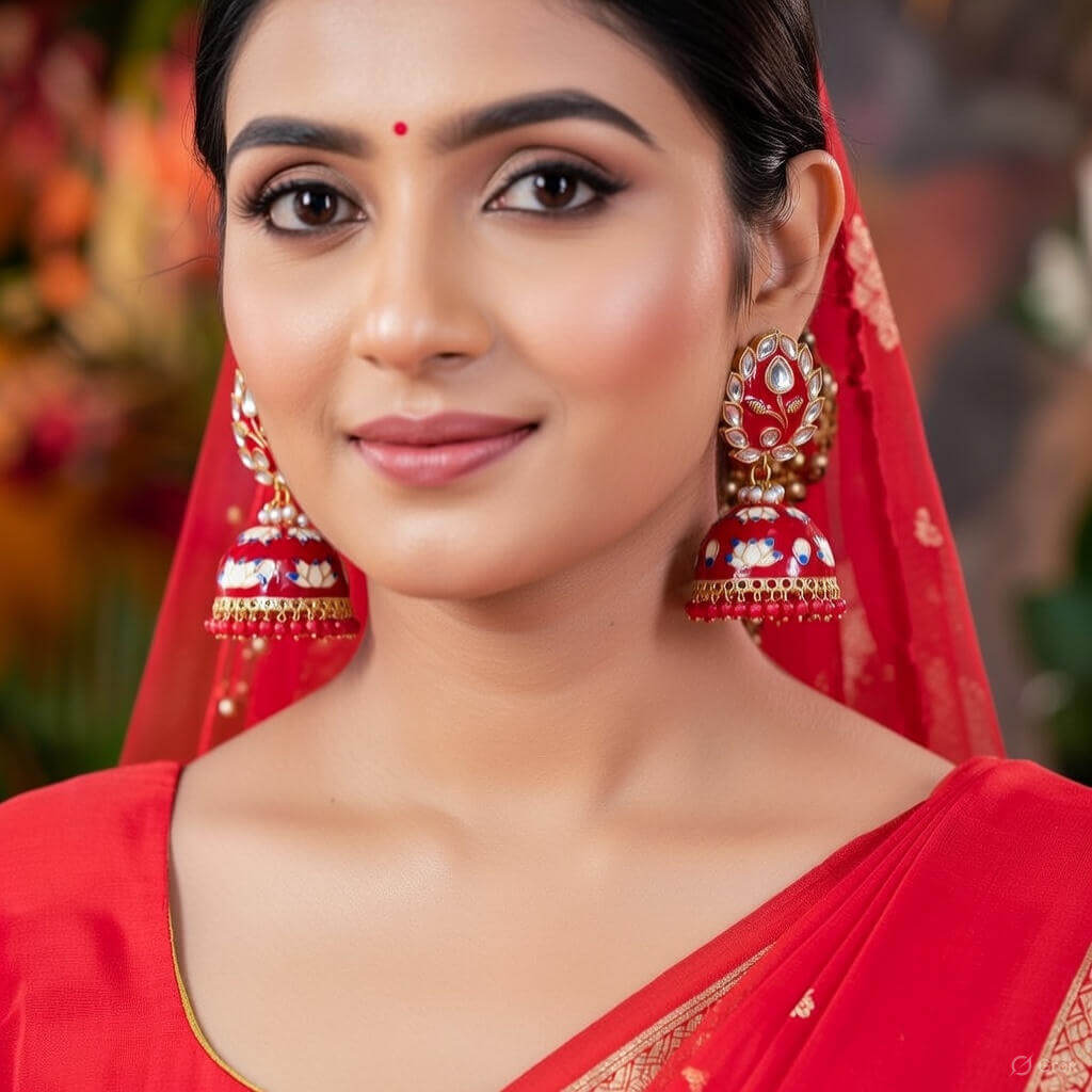 Yaarita's Maroon Color Meenakari Earrings