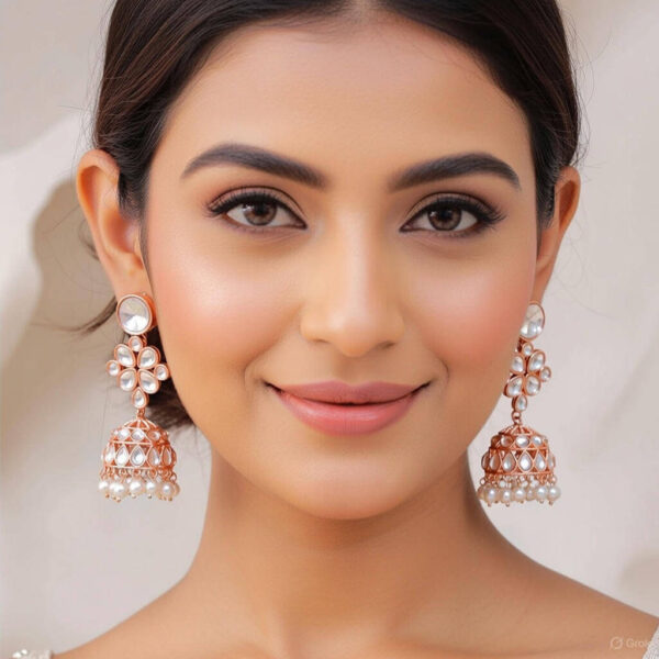 Yaarita’s Rose Gold Color Kundan Earrings