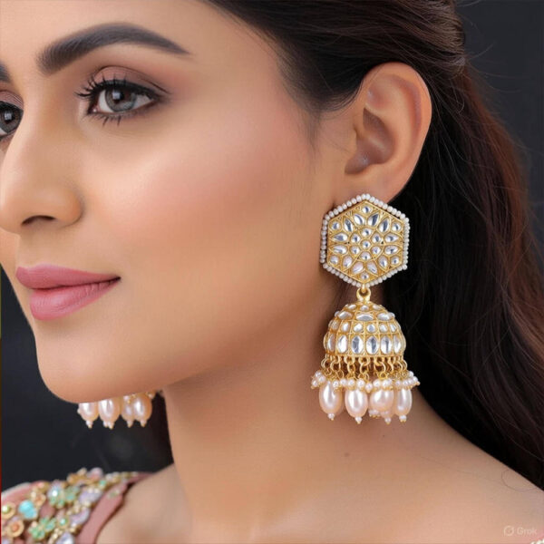 Yaarita’s White Color Kundan Earrings