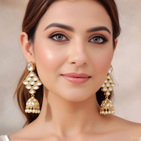 Yaarita’s White Color Premium Kundan Earrings