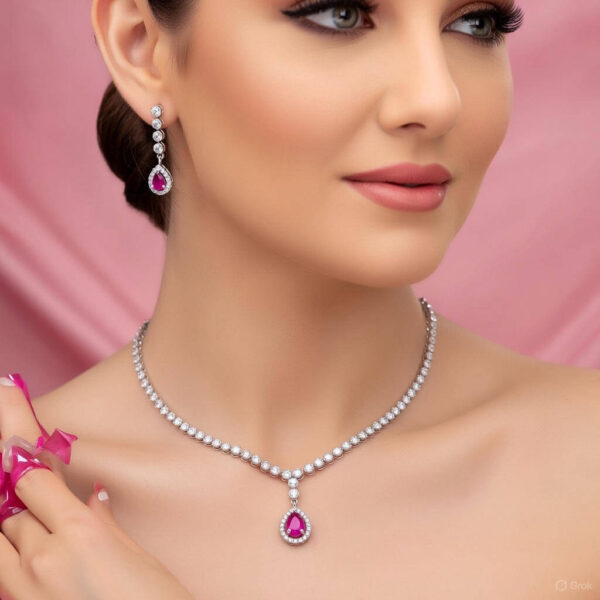 Yaarita’s Rani Color American Diamond Necklace Set