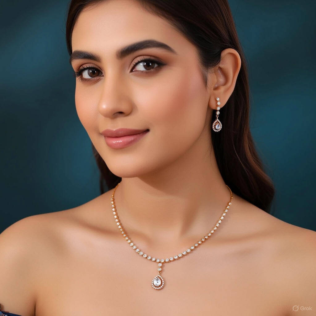 Yaarita’s White Color American Diamond Necklace Set