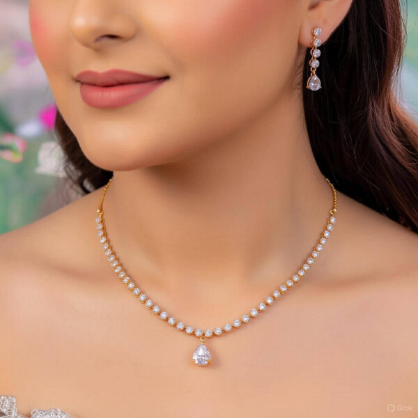 Yaarita’s White Color American Diamond Necklace Set