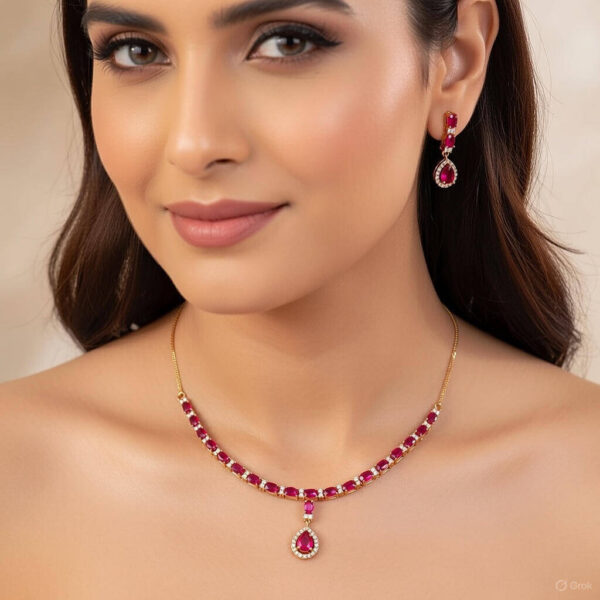 Yaarita’s Rani Color American Diamond Necklace Set