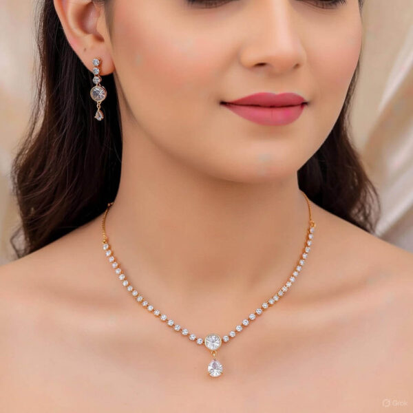 Yaarita’s White Color American Diamond Necklace Set